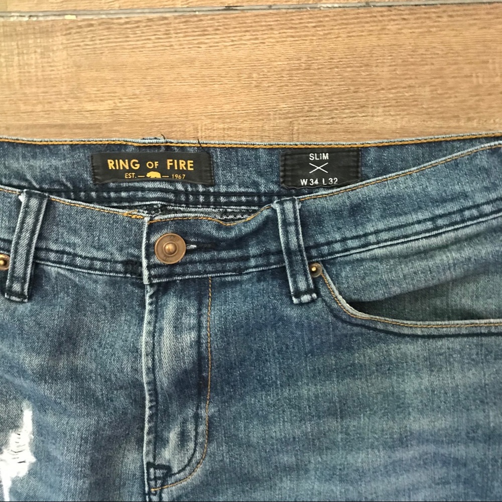 Ring of Fire Distressed Jeans - Picture 5 of 6